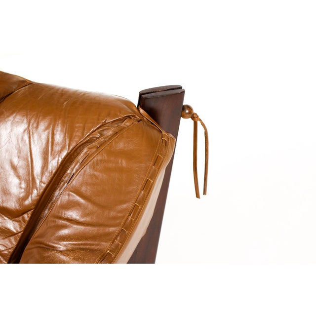 Mid Century Brazilian Modernist Lounge Chair + Ottoman — Percival Lafer — Model Mp-211 — Brown Leather + Rosewood For Sale - Image 12 of 17