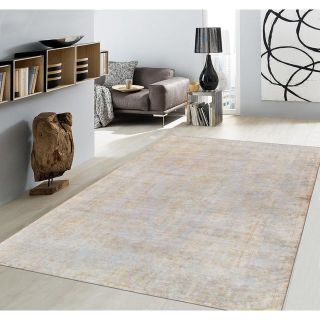 Contemporary Overdye L. Blue Wool Area Rug- 9' 4" X 13' 6" For Sale - Image 3 of 4