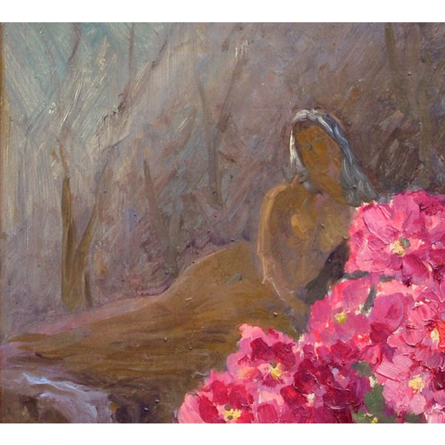 1960s Geraniums, a Cigar & Nude Figure Still Life For Sale - Image 5 of 6