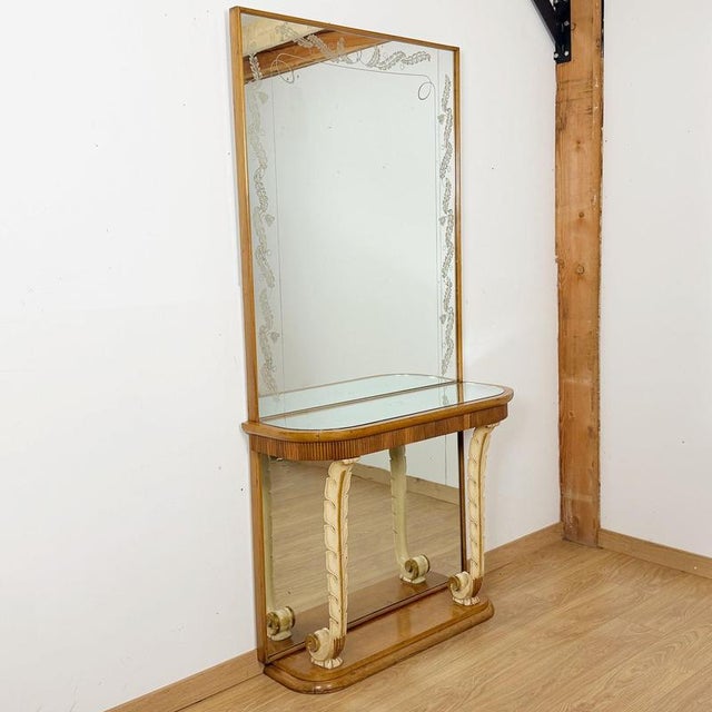Wood Mid-Century Italian Mirrored Console by Osvaldo Borsani, 1950s For Sale - Image 7 of 7