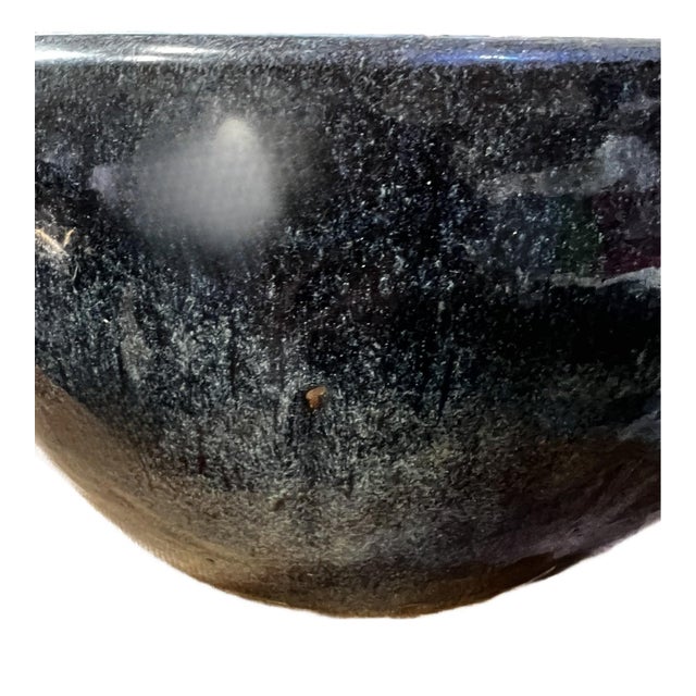 Gemstone Large Early 20th Century Blue Flambe Glaze Pot For Sale - Image 7 of 9