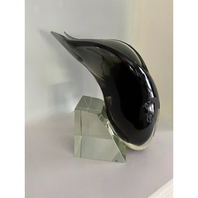 Pino Signoretto Signed Murano Glass Skull Sculpture on Crystal Base For Sale - Image 11 of 13