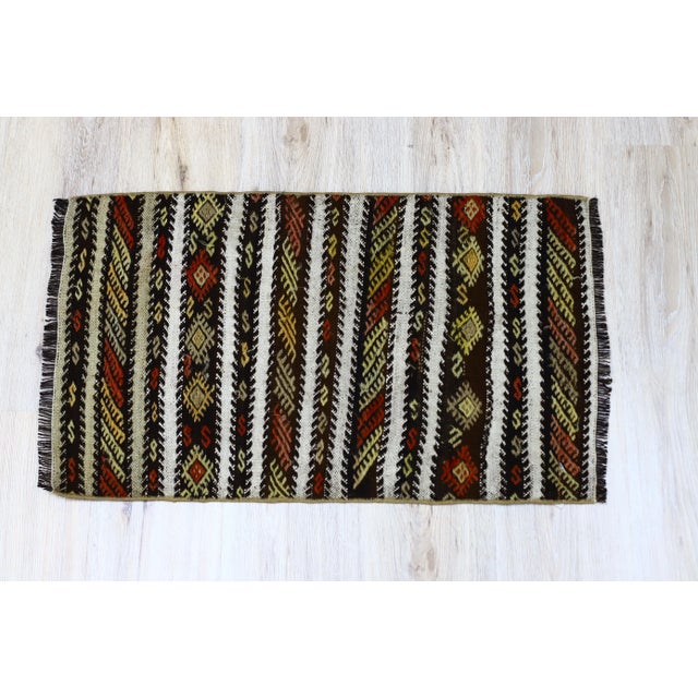 1980s Southwestern Striped Cecim Kilim For Sale - Image 4 of 12