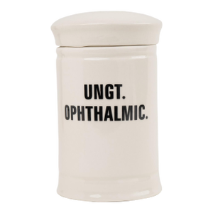 Antique-Style Ceramic Apothecary Jar With Lid - Ungt. Ophthalmic.