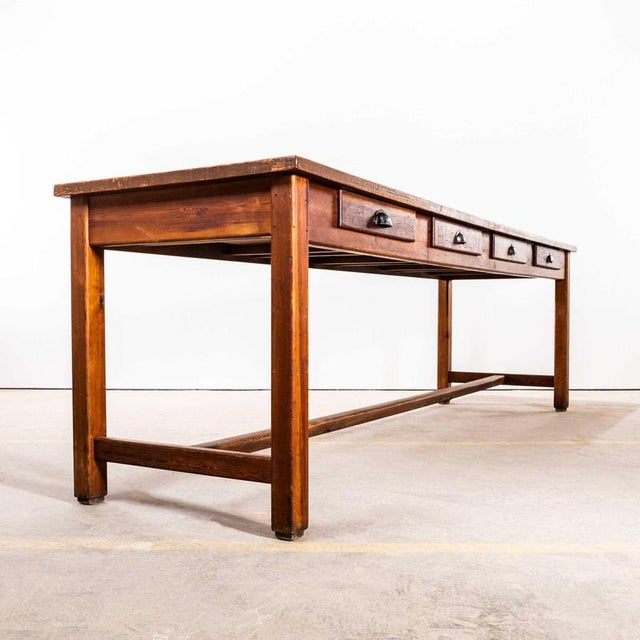 French Pitch Pine Rectangular Dining Table, 1950s For Sale - Image 11 of 11