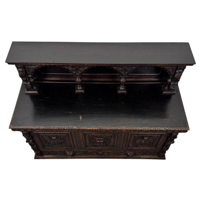 19th Century Antique 19th Century Victorian Carved Oak Sideboard For Sale - Image 5 of 13