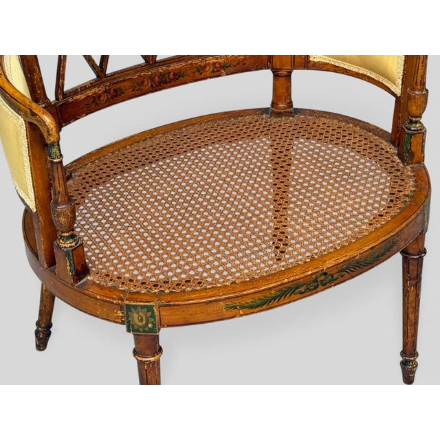 Adams Style, Chair and Ottoman, Painted Wood, Fabric, Usa, 1930s For Sale - Image 12 of 13