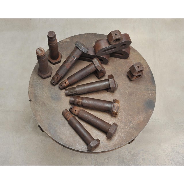 Industrial Mid 20th Century Set of 16 Industrial Oversized Iron Nuts Bolts and Link Plates For Sale - Image 3 of 18