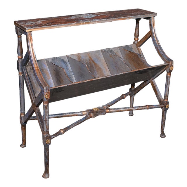 Antique Georgian Revival Book Trough, English, Painted, Library Stand, Edwardian For Sale