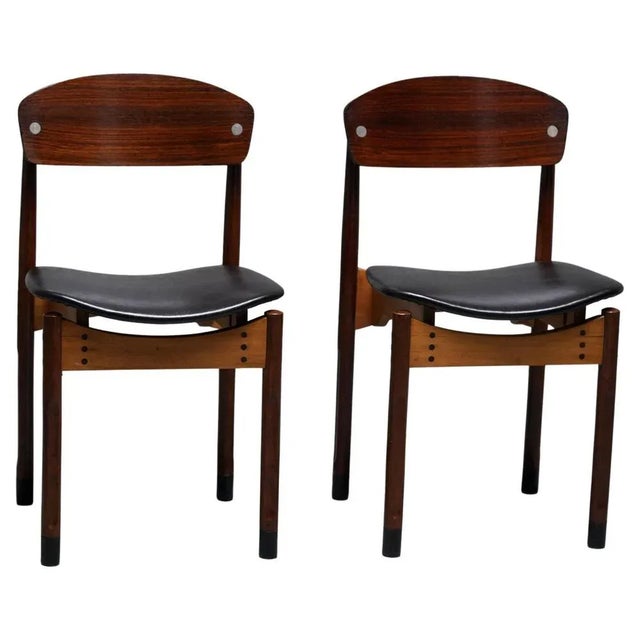 Brown Set of Dining Chairs in Teak, Mahogany and Faux Leather, Italty, 1960s For Sale - Image 8 of 8