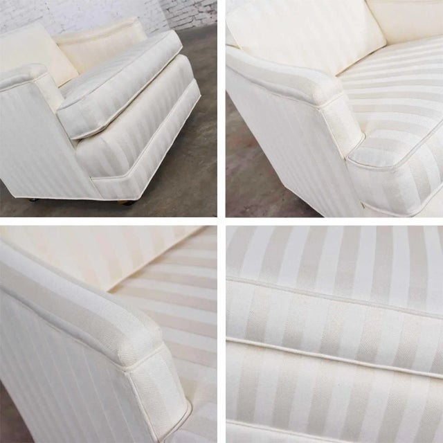 Mid-Century Modern Off White Tone on Tone Stripe Lounge Chair on Rolling Casters For Sale - Image 11 of 13