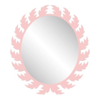 Fleur Home Audubon Oval Mirror in Authentic Pink, 26x31 For Sale