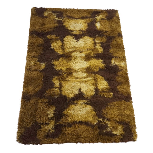 Mid-Century Modern Olive Green Rug in Wool, Germany, 1970s For Sale