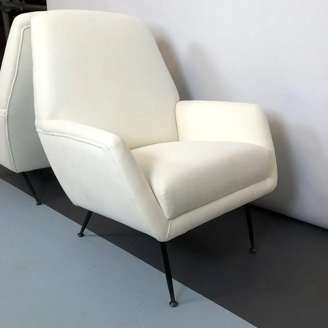 Metal Set of Italian White Velvet Armchairs, 1950s For Sale - Image 7 of 18