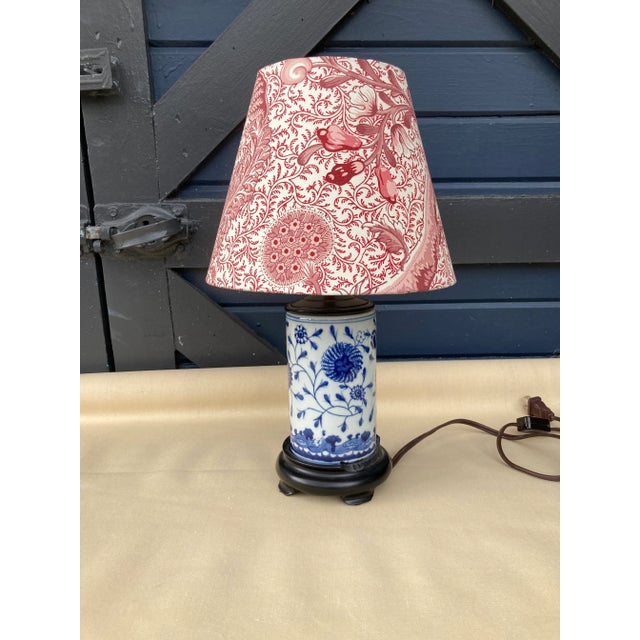 Vintage Blue&White Lamp With Custom Shade Chairish