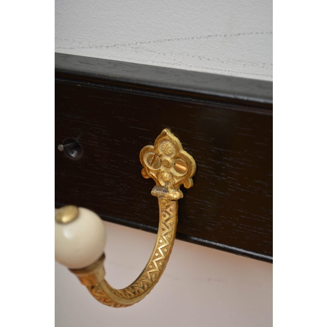 Ebonised Brass and Ceramic Coat Hooks, 1880, Set of 2 For Sale - Image 16 of 18