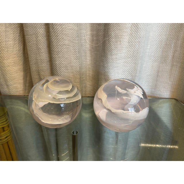 French French Lucite Spheres, Pair For Sale - Image 3 of 3