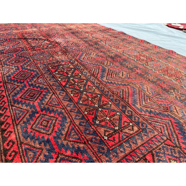 Brick Red One of a Kind Afghan Turkmen Antique Area Rug For Sale - Image 8 of 13
