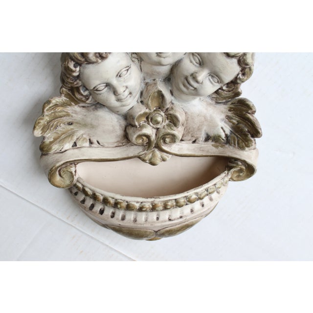 Antique European Baroque Gilt Cherub Trio Wall Pocket/Art For Sale - Image 4 of 7