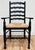 Late 20th Century Maitland-Smith Style Black Ladderback Rush Seat Dining Chairs, Set of 6 For Sale - Image 5 of 12