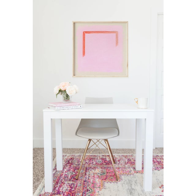 Minimalist Bright Pink & Orange Art Print, 'Magenta/Traffic Cone' by Emily Keating Snyder, 24 X 24 Print in Wood Frame For Sale - Image 4 of 4