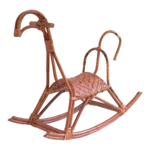 Vintage Mid-Century Rattan Albini-Style Rocking Horse