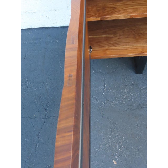 Mid Century Modern Long Glass Top Walnut Sideboard Credenza Dresser Buffet 6667 For Sale - Image 10 of 18