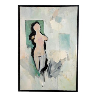 Mid Century Modern Painting Female Form Abstract Signed Large 35x51 Woman XL For Sale
