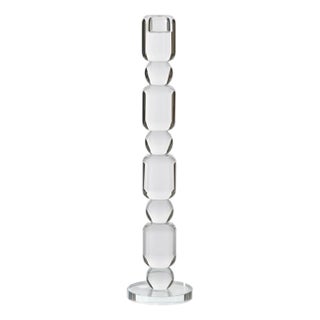 Zadie Crystal Glass Taper Candle Holder, Large For Sale
