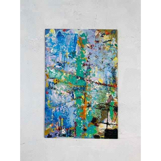 Orange Vintage Textured Painting on Canvas For Sale - Image 8 of 9