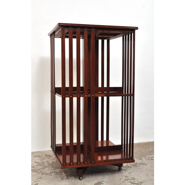 Wood Antique Revolving Bookcase in Mahogany, 1890s For Sale - Image 7 of 11