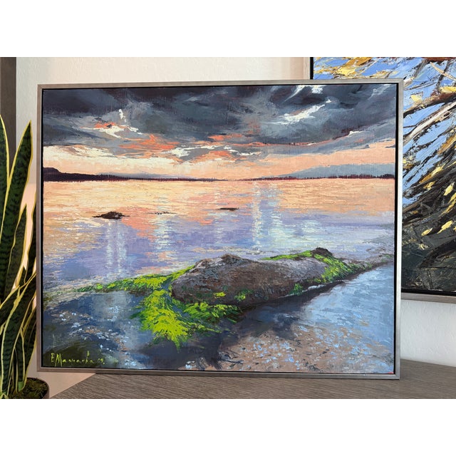 Seascape Oil Painting 35” X 31” by Elena Mashajeva Agrophiotis For Sale - Image 14 of 14
