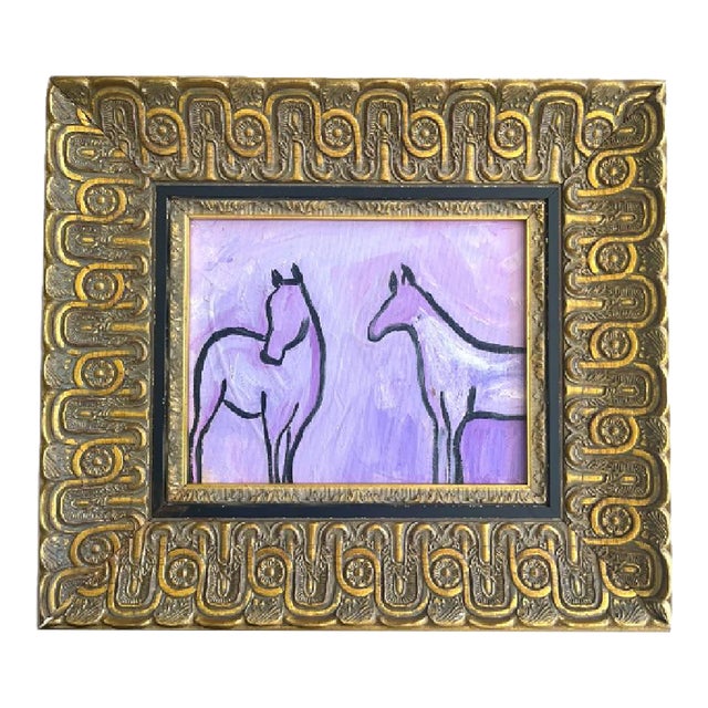 Original Equestrian Oil Painting in Custom Frame For Sale