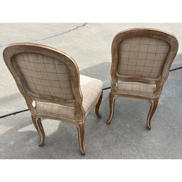 Early 20th Century Early 20Thc French Small Chairs in Linen For Sale - Image 5 of 6