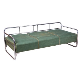 Bauhaus Sofa in Chrome, Steel, and Fabric, Czech, 1930s For Sale