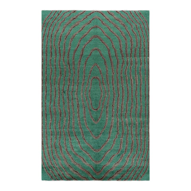 Vintage Zeki Müren Rug in Teal With Burgundy Geometric Patterns | Rug & Kilim For Sale