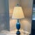 Metal 1950s French Style Blue Porcelain Table Lamp For Sale - Image 7 of 12