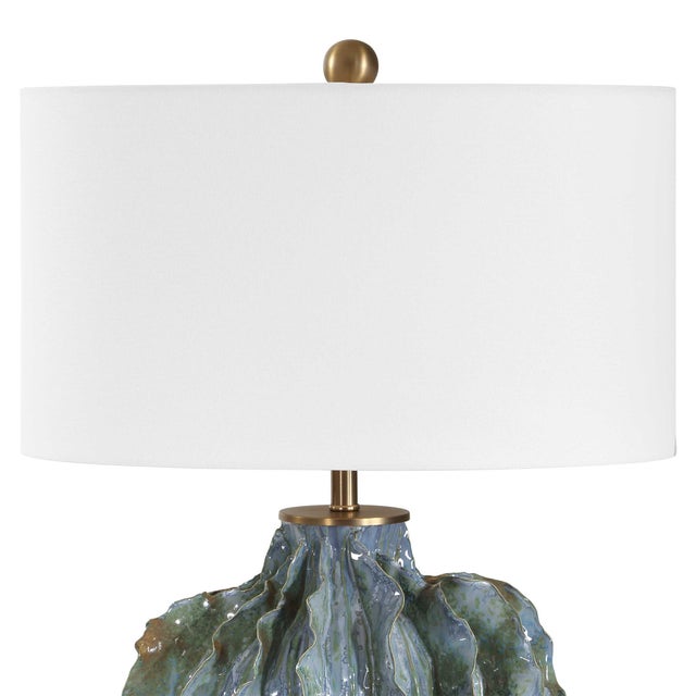 2020s Ruffle Up Blue Green Table Lamp For Sale - Image 5 of 7