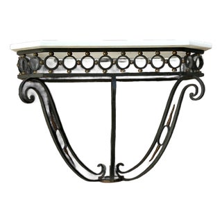 Vintage Scrolled Iron Wall Console After Royere For Sale