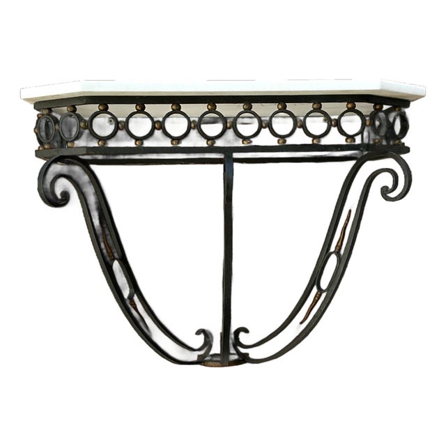 Vintage Scrolled Iron Wall Console After Royere For Sale