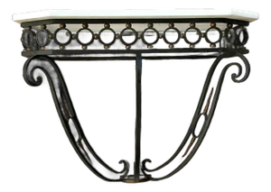 Vintage Scrolled Iron Wall Console After Royere