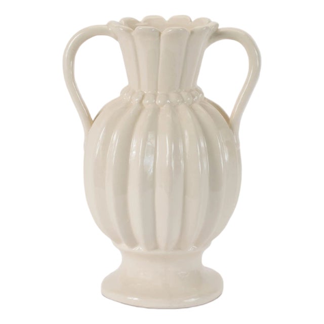 Stoneware led Ribbed Vase 9"H For Sale