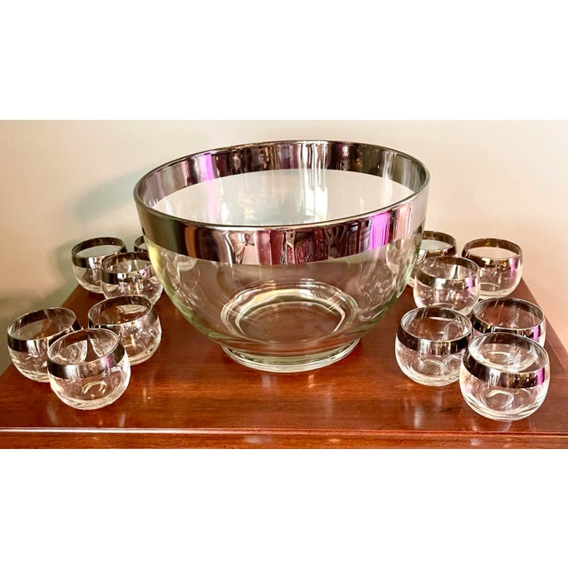Silver Mid 20th Century Dorothy Thorpe Style Roly Poly Punch Bowl With 12 Roly Poly Cups - Set of 13 For Sale - Image 8 of 8