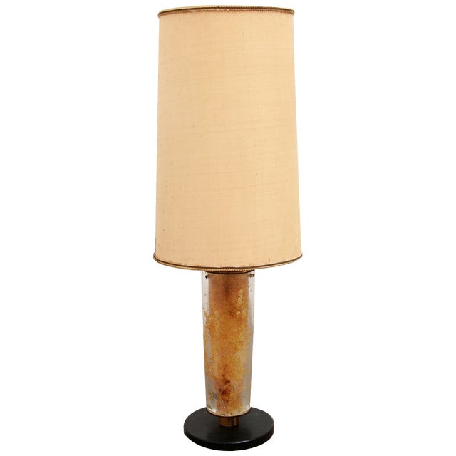 Brutalist Table Lamp Marble & Glass, 1960 For Sale
