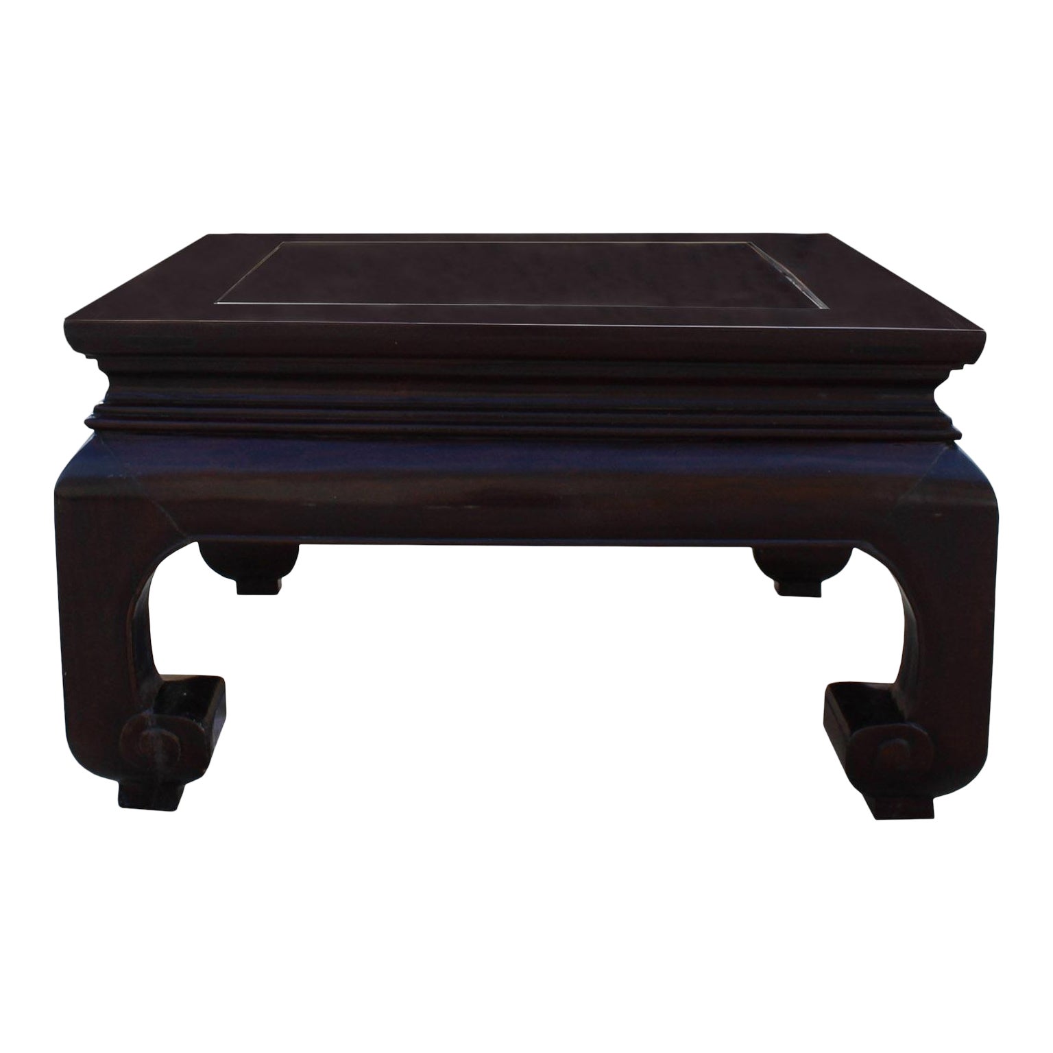 Square Oriental Dark Brown Craw Curved Legs Coffee Table | Chairish