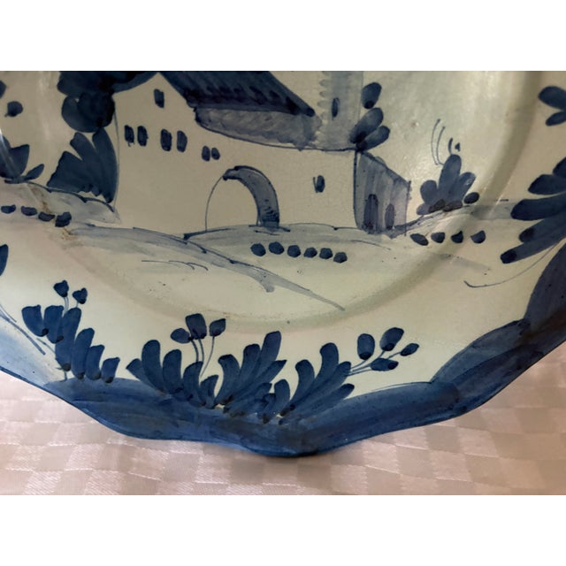 Pair of Delft Style Vintage Hand Painted Plates For Sale - Image 9 of 15