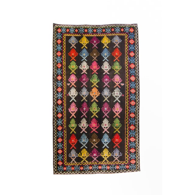 1910s Antique Moroccan Flatweave Colorful Kilim Wool Hand Knotted Rug - 5’3” X 9’1” For Sale - Image 11 of 11