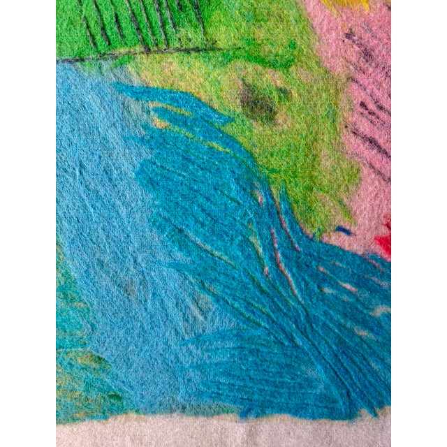 Sky Blue 1980s Calman Shemi “Canopy #6” Monumental Textile Soft Painting, 64” X 48”, Signed For Sale - Image 8 of 12