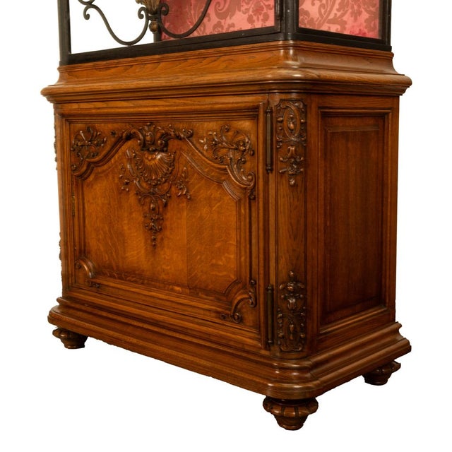 Antique French Louis Vvi Carved Oak Iron & Glass Vitrine by Maison Soubrier 1900 For Sale - Image 15 of 18