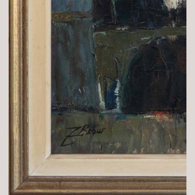 Zelia Roque, Hillside Townscape, Oil on Canvas For Sale - Image 4 of 5